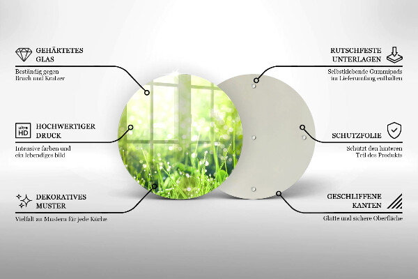 Glass worktop saver Nature - grass and dew