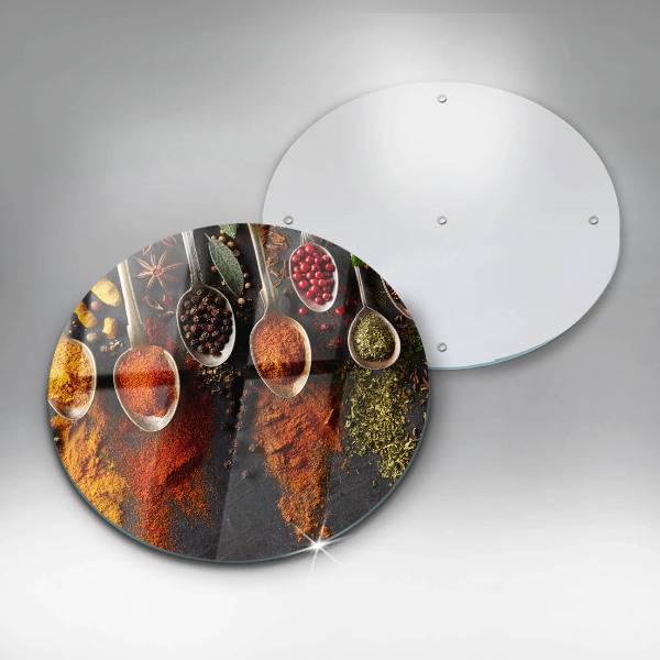 Glass worktop protector Spoons with spices
