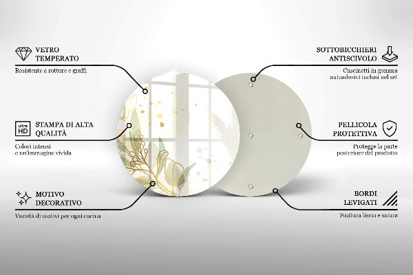Glass cutting board Watercolor and golden leaves