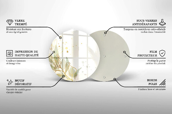 Glass cutting board Watercolor and golden leaves