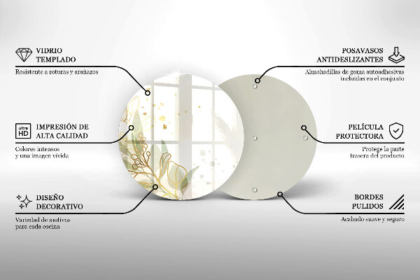 Glass cutting board Watercolor and golden leaves
