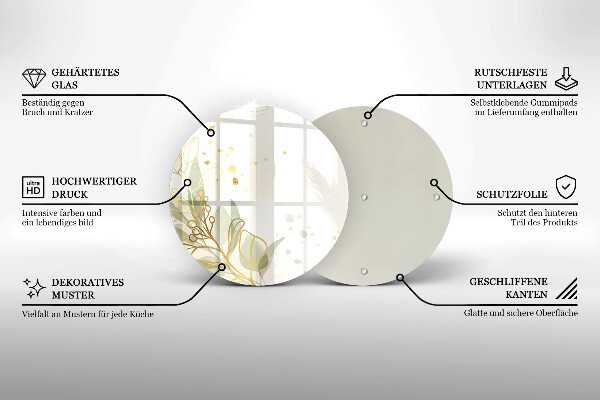 Glass cutting board Watercolor and golden leaves