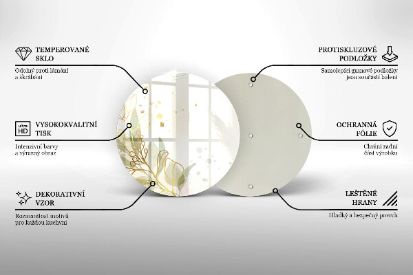 Glass cutting board Watercolor and golden leaves