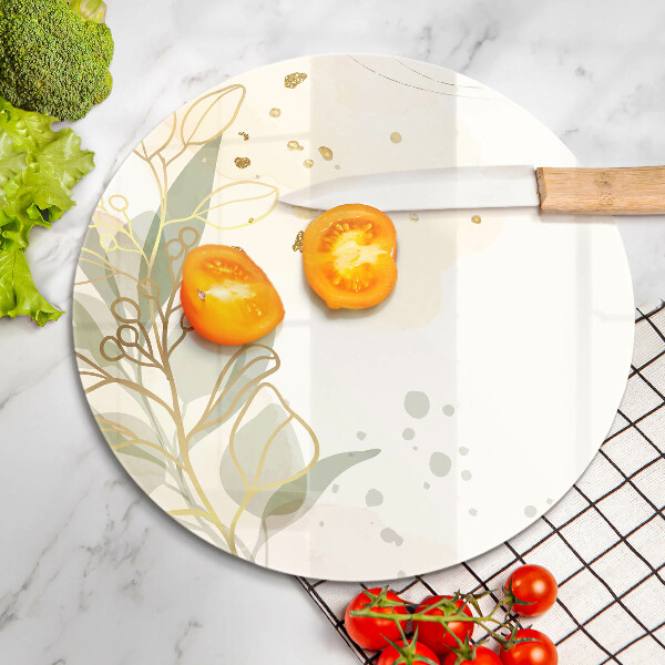 Glass cutting board Watercolor and golden leaves