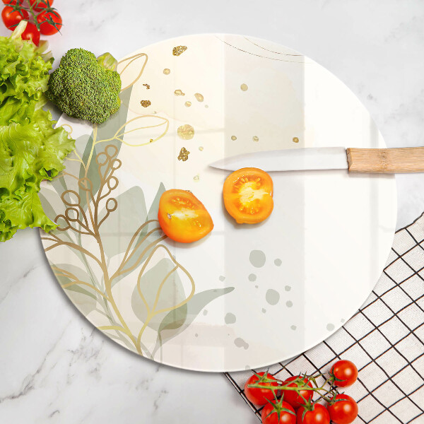 Glass cutting board Watercolor and golden leaves