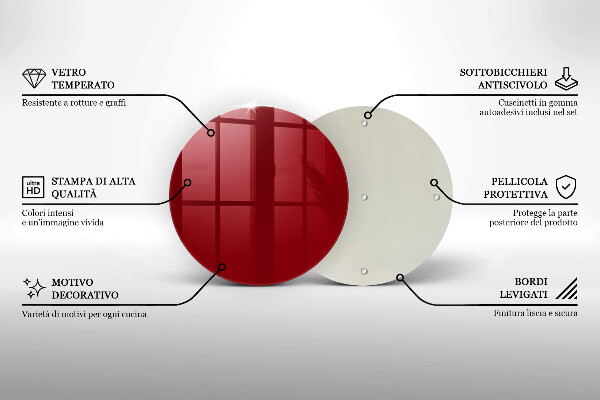 Chopping board glass Red colour