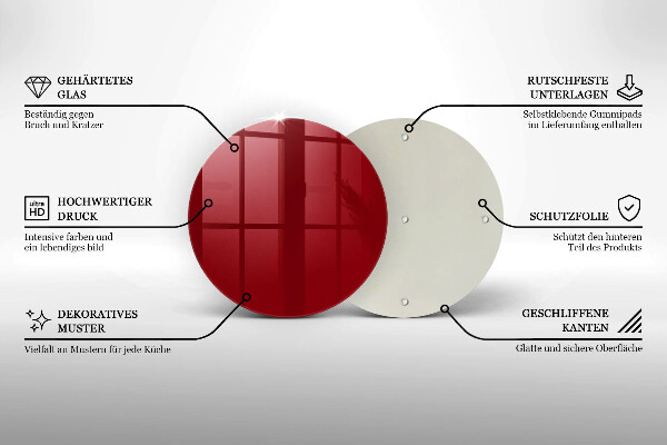 Chopping board glass Red colour