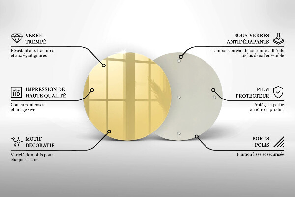 Chopping board glass Yellow