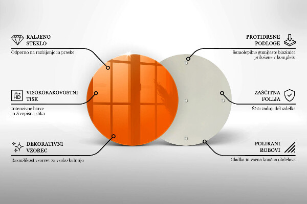 Chopping board glass Orange color