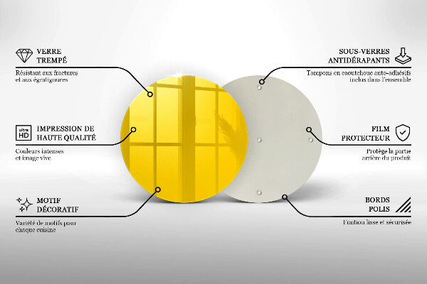 Chopping board glass Yellow