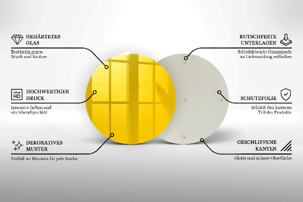 Chopping board glass Yellow