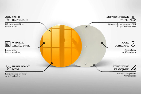 Chopping board glass Dark yellow color