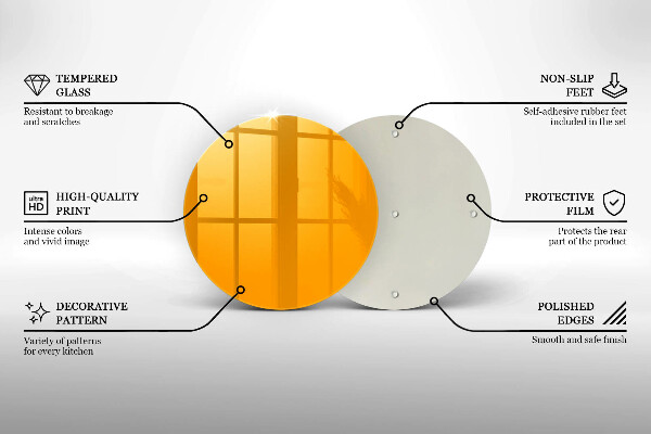 Chopping board glass Dark yellow color