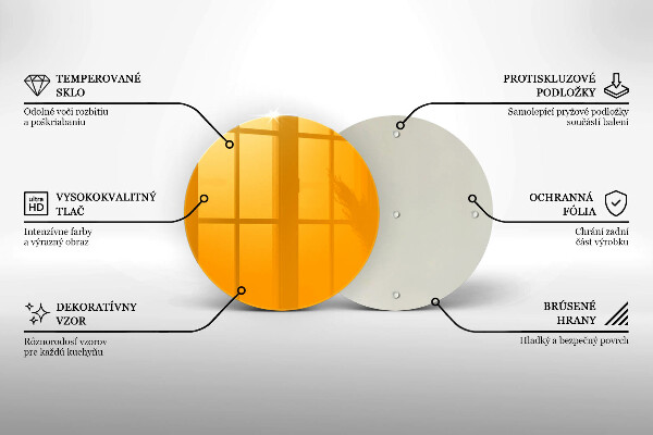 Chopping board glass Dark yellow color