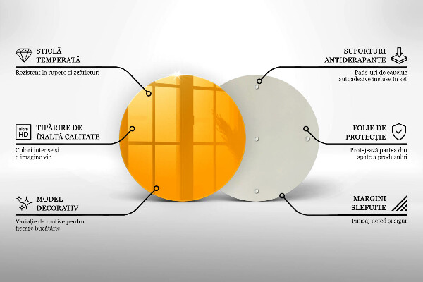 Chopping board glass Dark yellow color