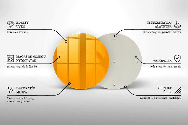 Chopping board glass Dark yellow color
