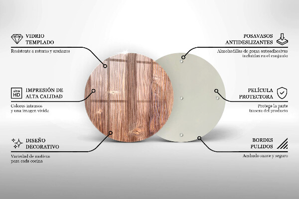 Glass worktop protector Natural wood