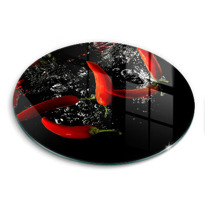 Glass worktop protector Chili peppers in water