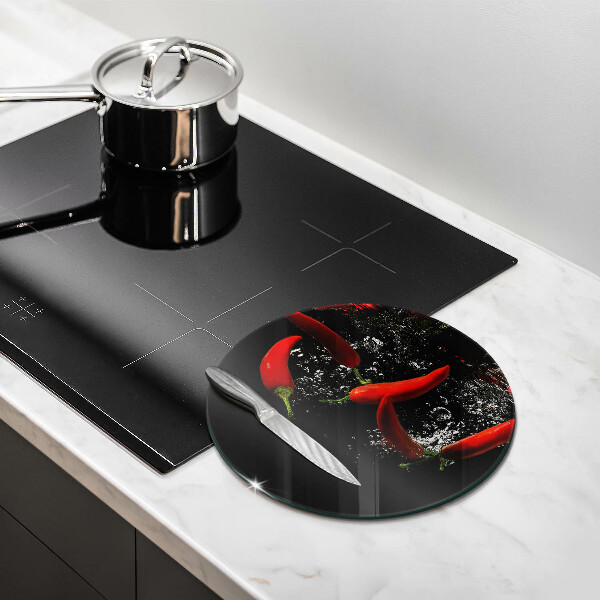 Glass worktop protector Chili peppers in water