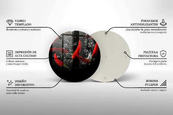 Glass worktop protector Chili peppers in water