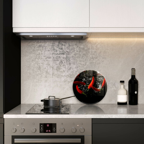Glass worktop protector Chili peppers in water