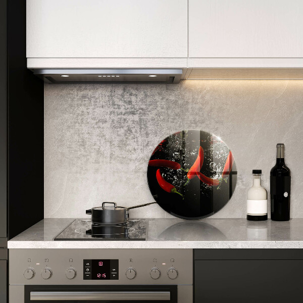 Glass worktop protector Chili peppers in water