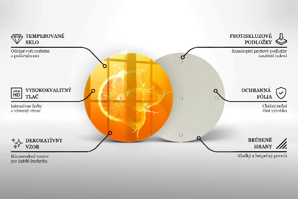 Chopping board glass Juicy fruit of orange