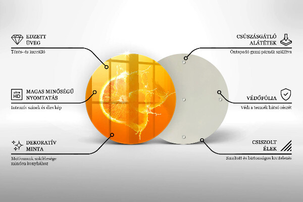 Chopping board glass Juicy fruit of orange