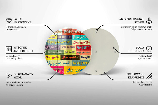 Chopping board glass Enjoy your meal transcriptions