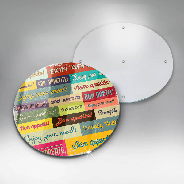 Chopping board glass Enjoy your meal transcriptions