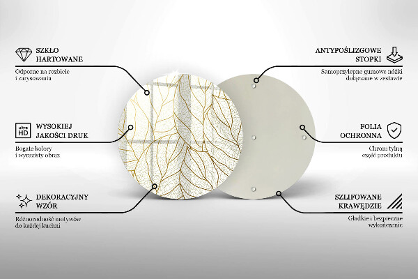 Glass worktop saver Line-art leaves pattern