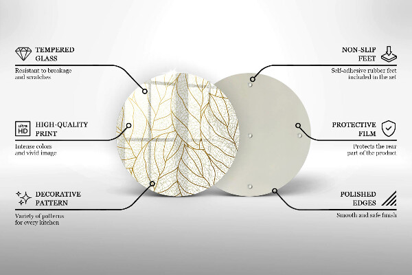 Glass worktop saver Line-art leaves pattern