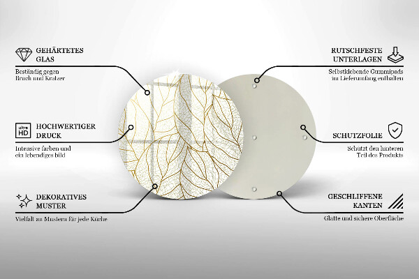 Glass worktop saver Line-art leaves pattern