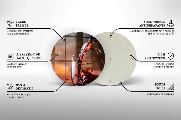 Chopping board glass Red wine and glass