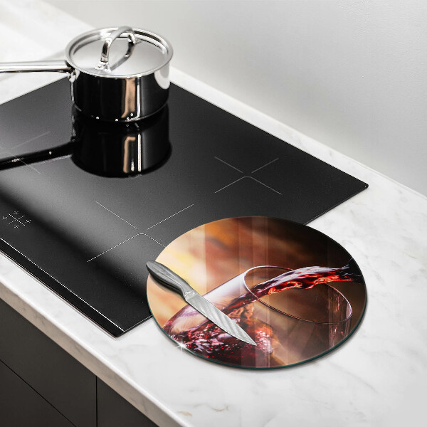 Chopping board glass Red wine and glass