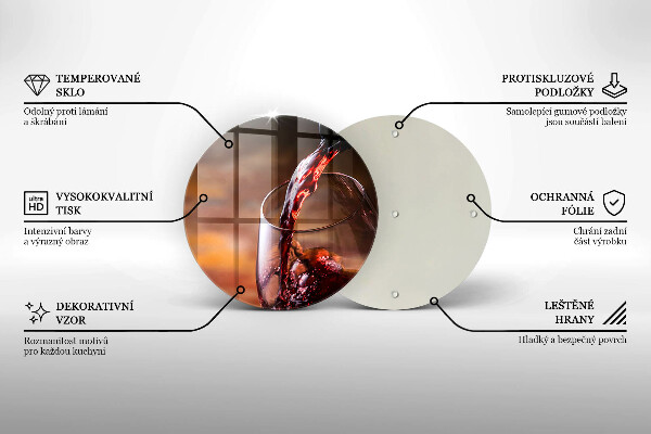 Chopping board glass Red wine and glass