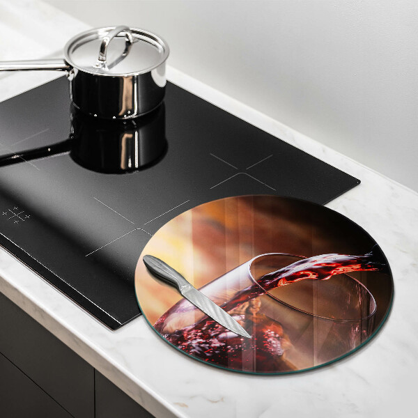 Chopping board glass Red wine and glass