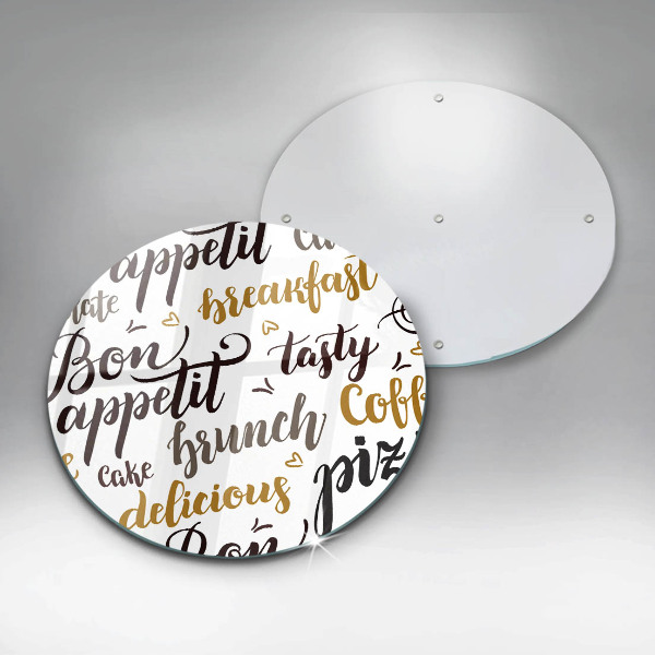 Chopping board glass Text Bon Appetit