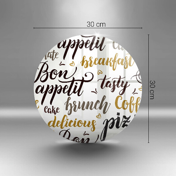 Chopping board glass Text Bon Appetit