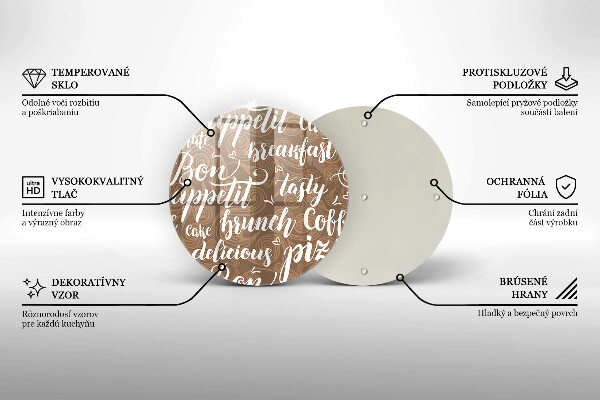 Chopping board glass Text Bon Appetit