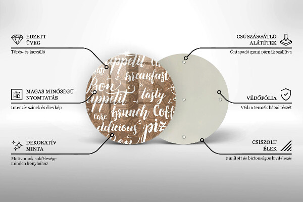 Chopping board glass Text Bon Appetit