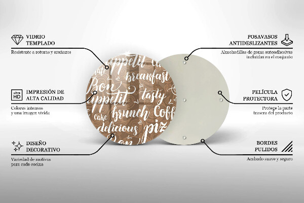 Chopping board glass Text Bon Appetit