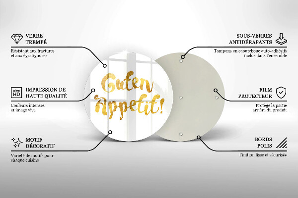 Chopping board glass The inscription GUTEN APPETIT!