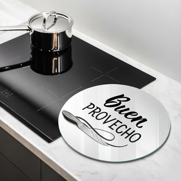 Chopping board glass The inscription Buen Provecho