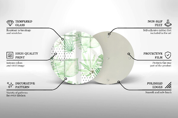 Chopping board Watercolor leaves