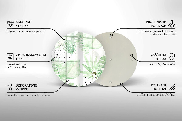 Chopping board Watercolor leaves