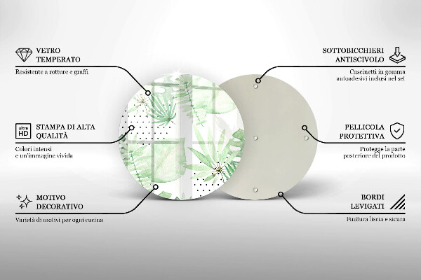 Chopping board Watercolor leaves