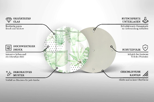 Chopping board Watercolor leaves
