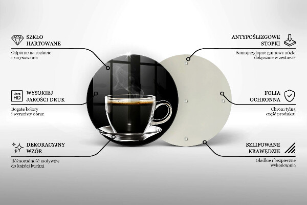 Cutting board A glass of hot coffee