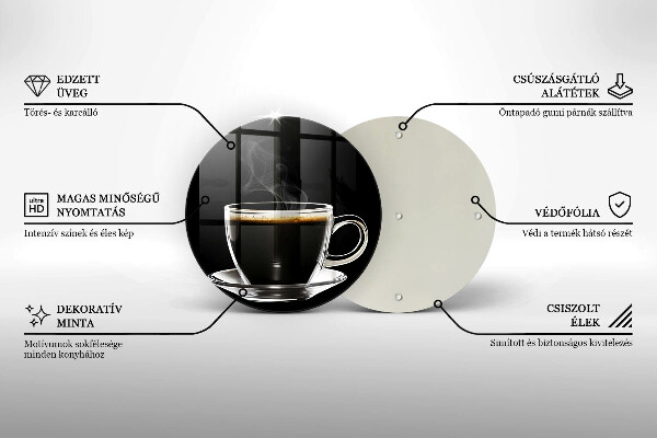 Cutting board A glass of hot coffee